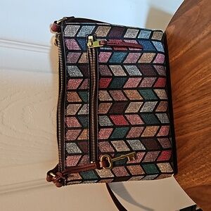 Fossil Women's Fiona Small Crossbody Chevron Multicolor